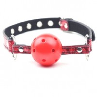 Ball Gag Embossed Strap RED